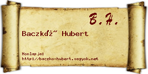 Baczkó Hubert névjegykártya